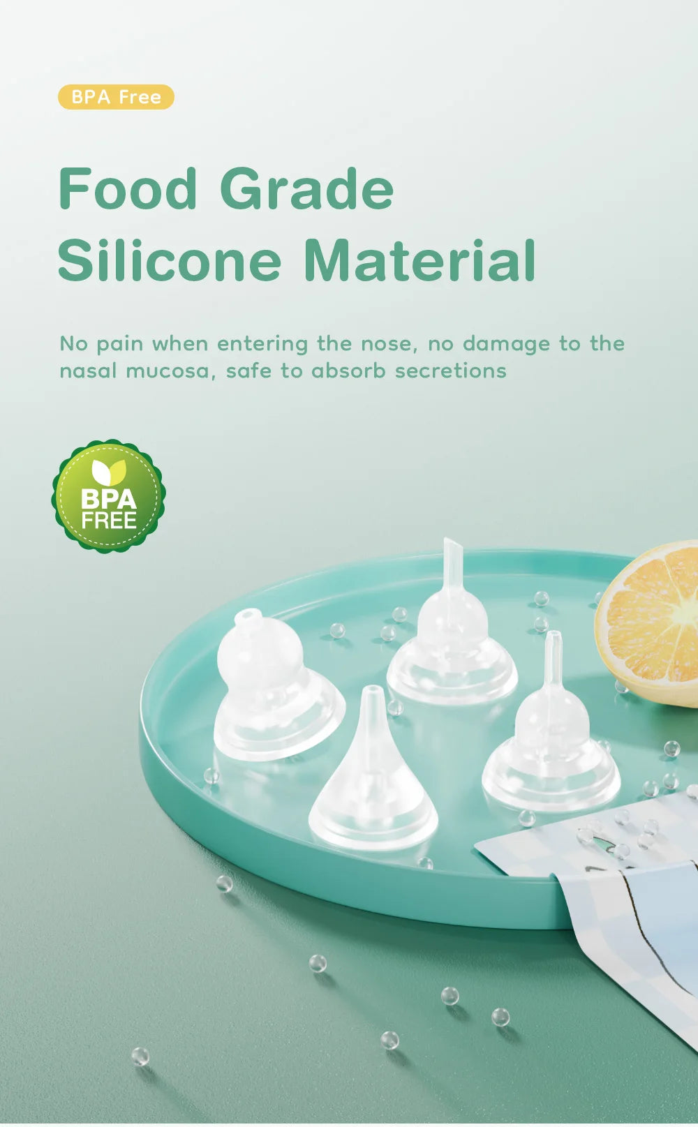 MAMIJOY Baby Electric Nasal Aspirator Nose Suction Device＆Food Grade Silicone Mouthpiece 6 Suction Modes and Soothing Music U94