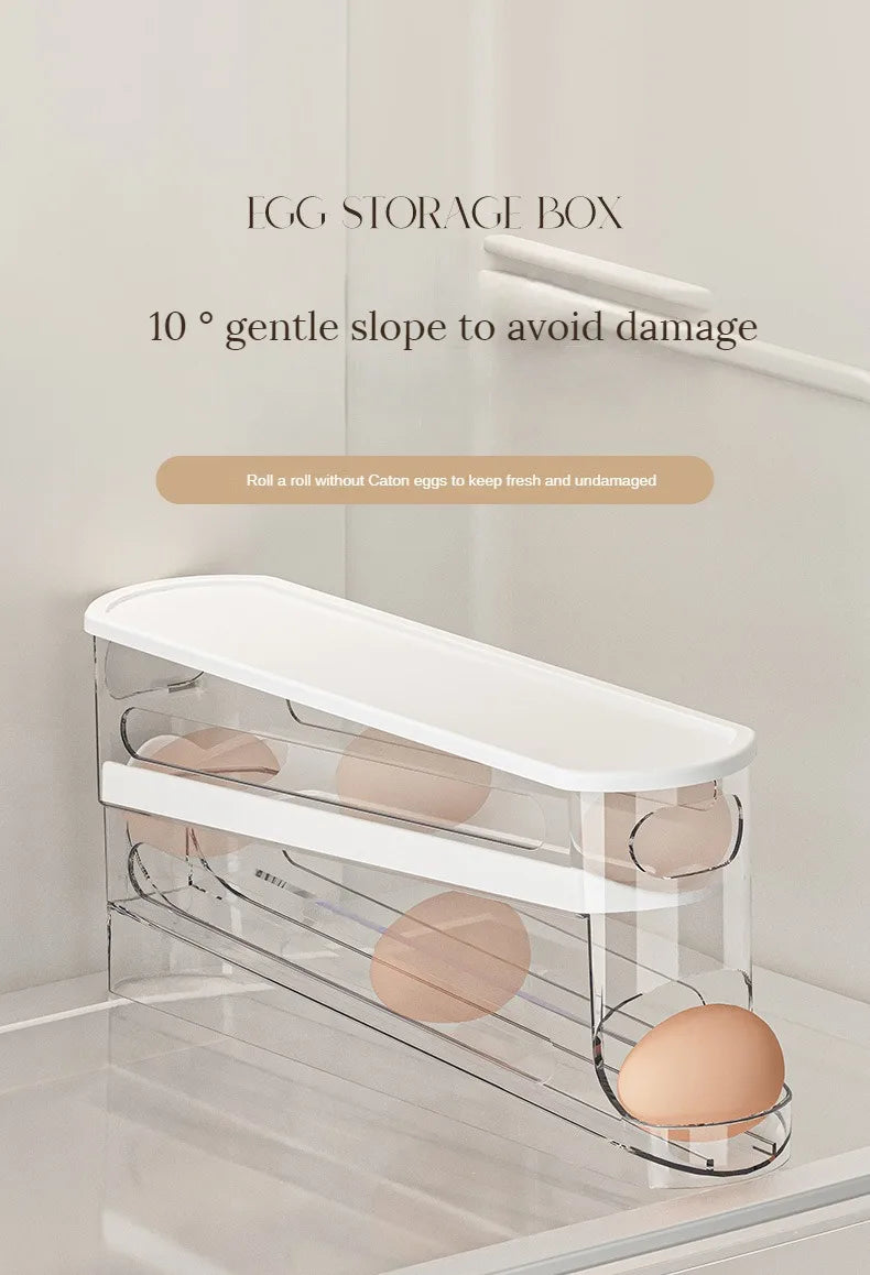 Bilayer Fridge Egg Storage Box Automatic Rolling Eggs Holder Rack Ladder Style Refrigerator Eggs Dispenser Egg Organiser Holder