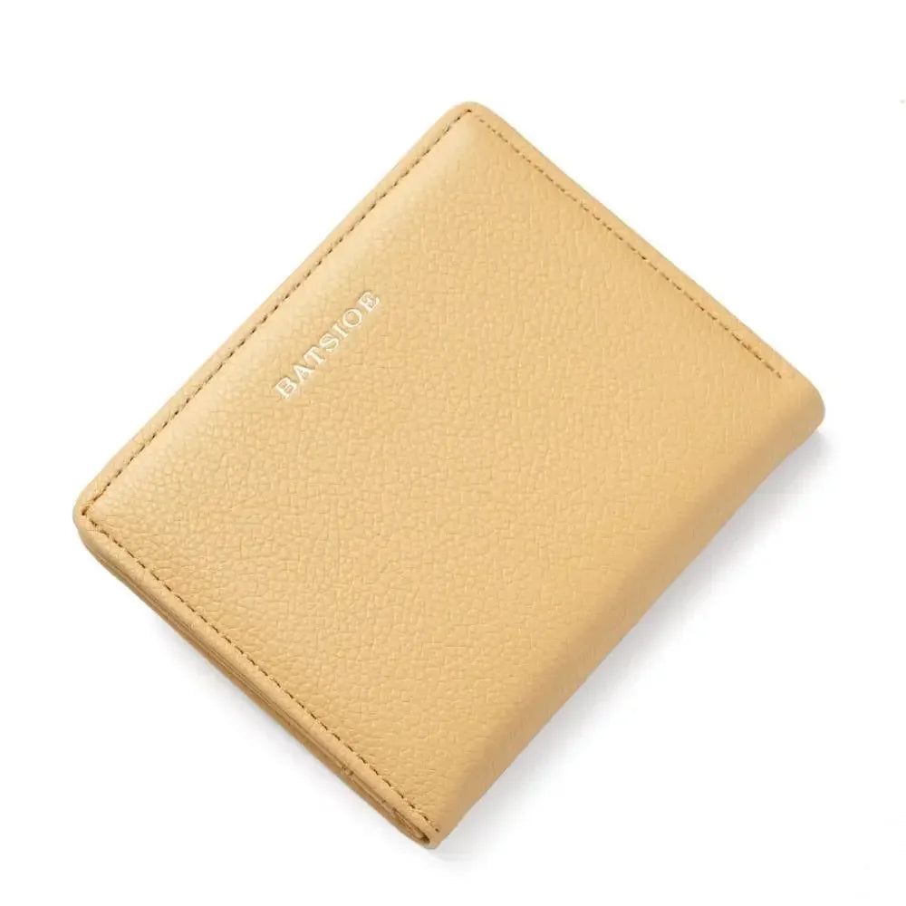 Fashion PU Leather Short Wallet Large Capacity Solid Color Card Holder Thin Women's Handbag Student Men Small Purse Mini Clutch