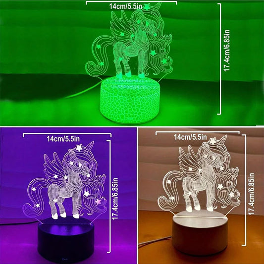 1pc Cute Pony 3D Night Light, With Touch & Remote Control, 16-Color Changing Ambient Light/7-Color /Warm Color For Bedroom