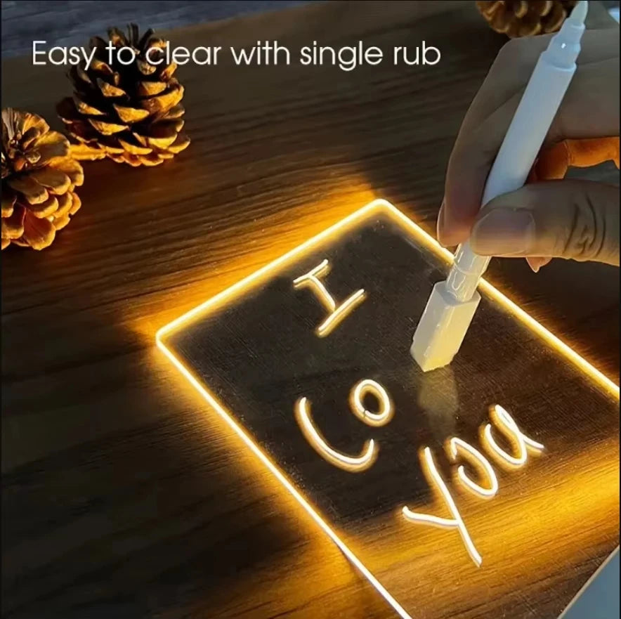 Handwritten Message Board LED Night Light USB Rechargeable Warm Light Kids Girlfriend Gift Home Decor Rewritable Note Pad Lamp