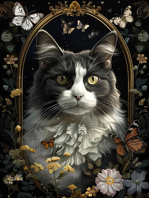 New Cow Cat 5D DIY Diamond Painting Kit Black and White Cats Portrait Diamond Embroidery Mosaic Carft Rhinestone Gift Home Decor