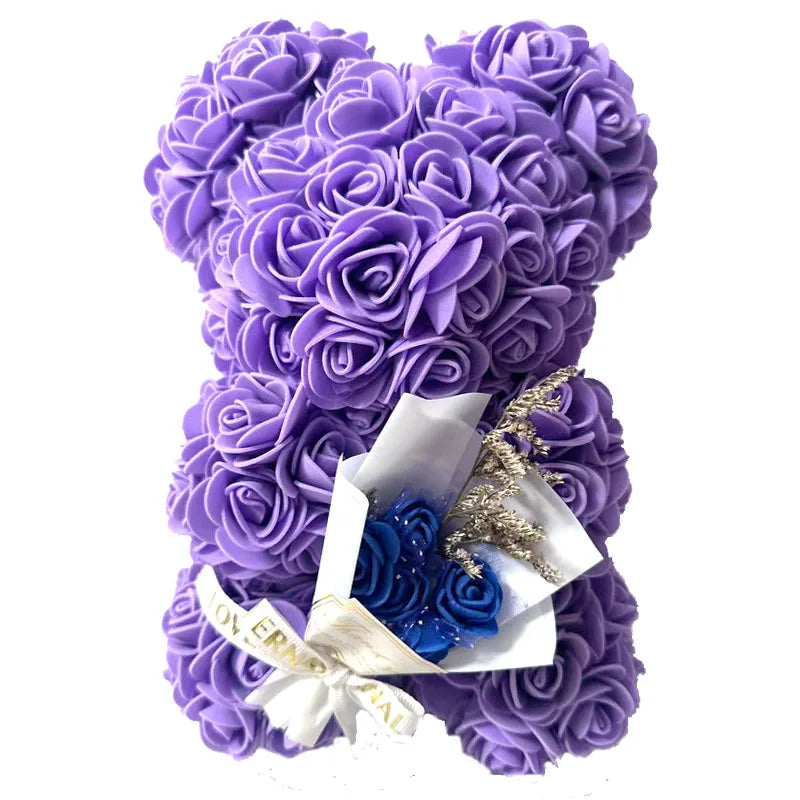 Valentines Day Gift 25cm Artificial Rose Bear With Box For Girl Friend Women Mother's Day Gift Brithday Present Wedding Party