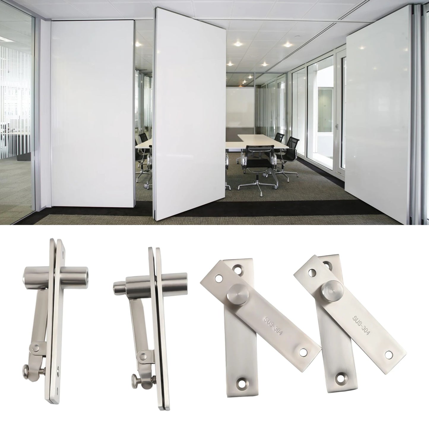 2 Sets Door Pivot Hinge Heavy Duty Hidden Bookcase Hinges Secret Door Hinges 360° Rotation Shaft