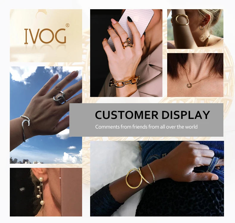 IVOG Multi ring Hollow Chain Design Necklace For Women Gold Color Necklaces Brass Collar Fashion Jewelry