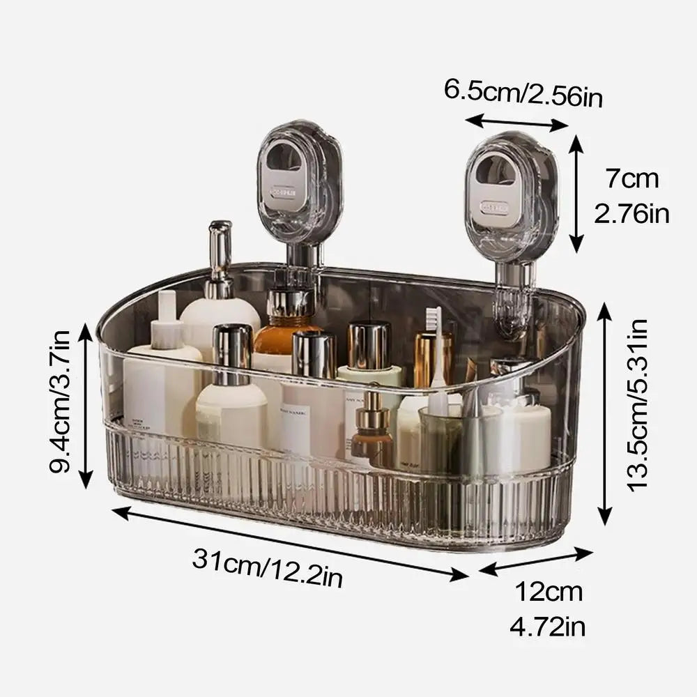 Bathroom Shelf Suction Cup Wall Mount Corner Storage Rack No Drill Shampoo Holder Cosmetic Organizer Shower Drain Basket