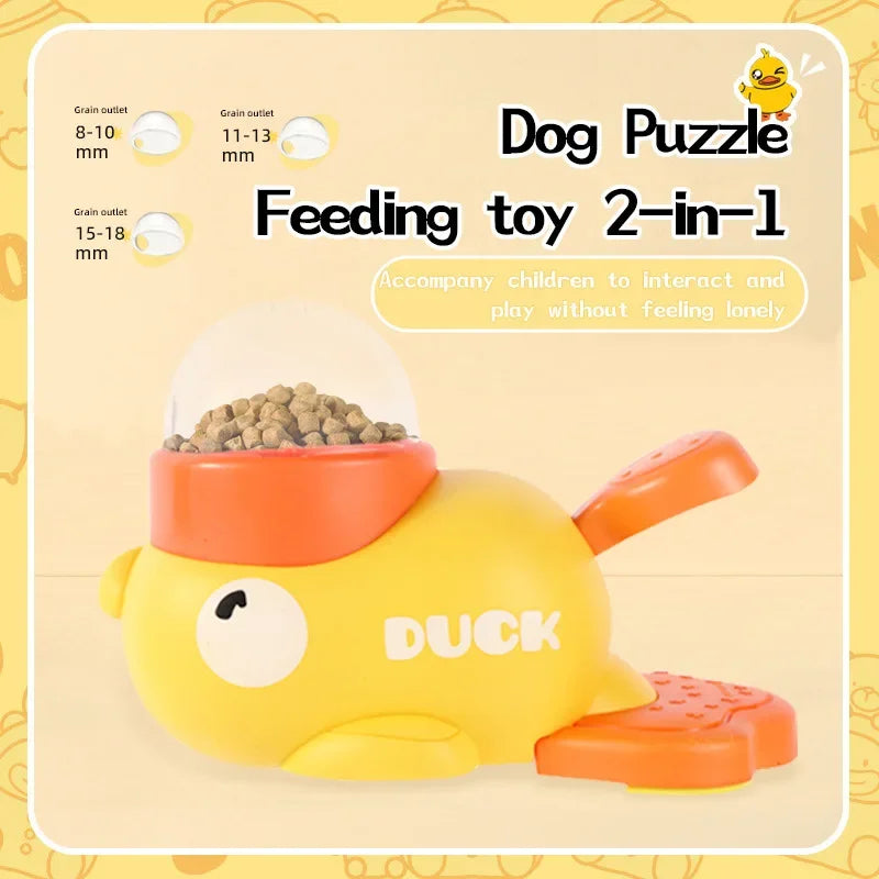 Yellow Duck Interactive Dog Food Dispenser Feeder for Cats Durable Plastic Training Toys Cat Accessories Puzzle Pet Automatic