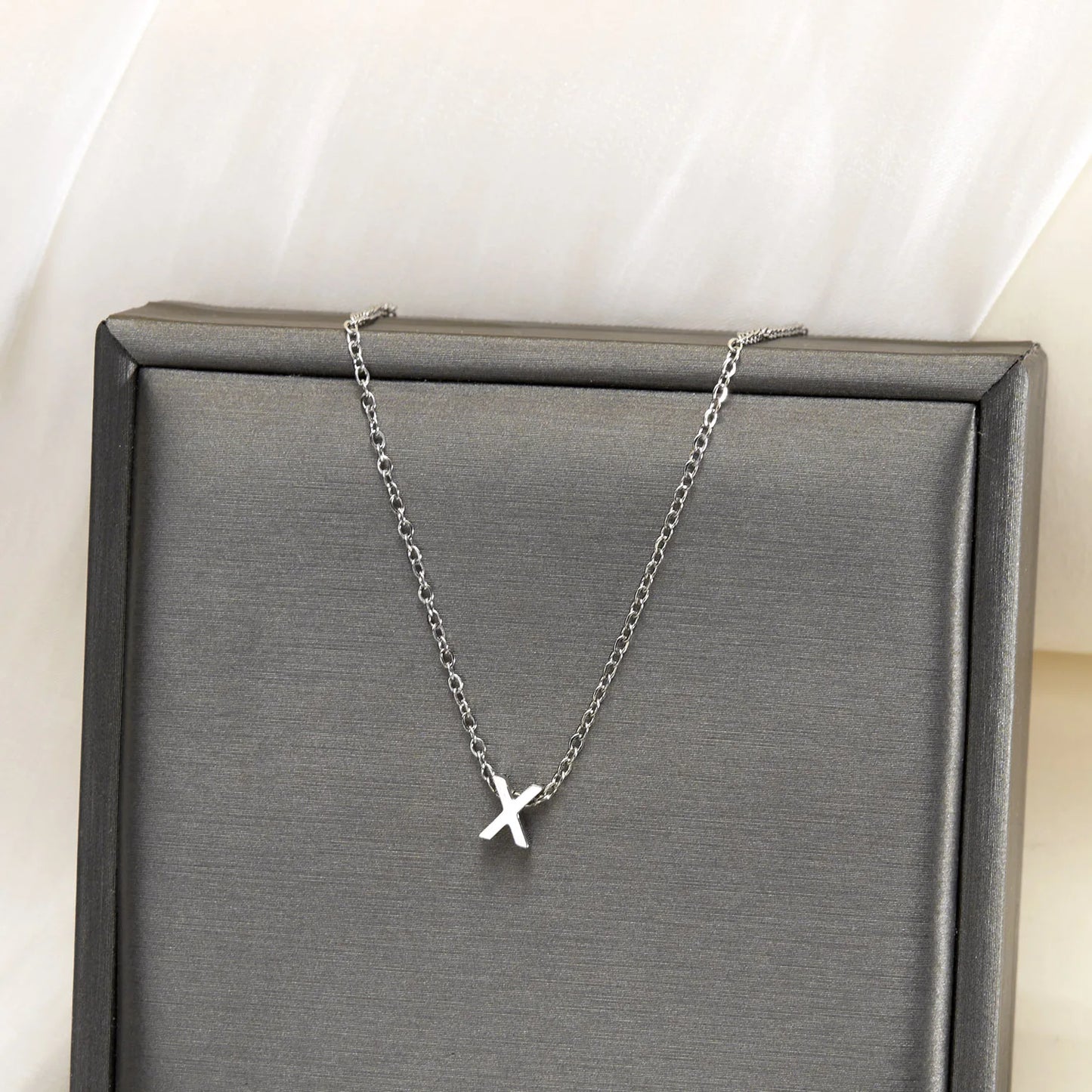 Silver Color Tiny A-Z Initial Letter Necklace for Women Stainless Steel 26 Alphabet Name Pendant Necklaces Jewelry Birthday Gift