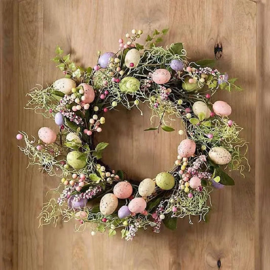45cm Colorful Easter Eggs Decor Wreaths For Front Door Pastel Easter Egg Mini Spring Easter Wreath Easter Window Decor Wreath