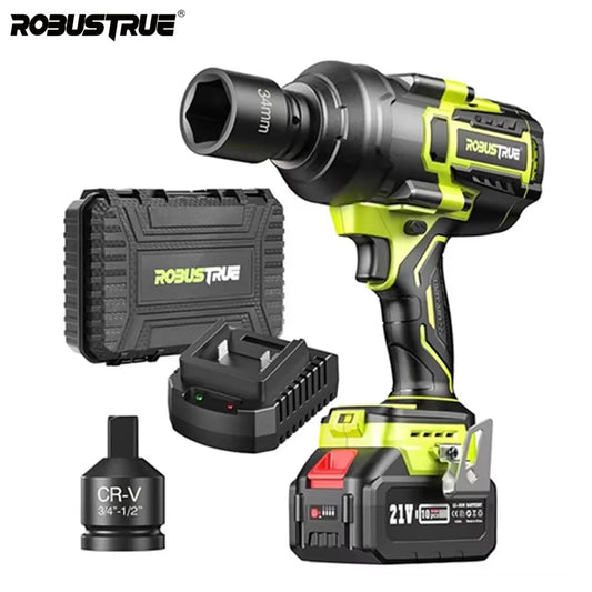 Robustrue 2000N.m Torque Brushless Electric Impact Wrench 3/4-1/2 Cordless Screwdriver Impact Gun RT2000A 5Ah Battery for Makita