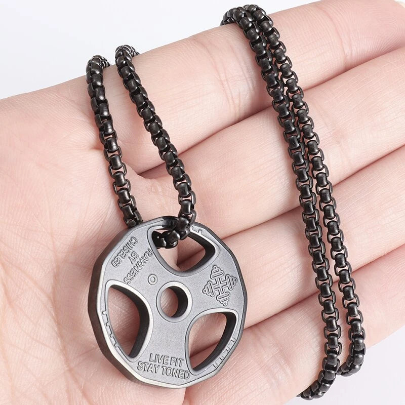 Titanium Steel Dumbbell Necklace