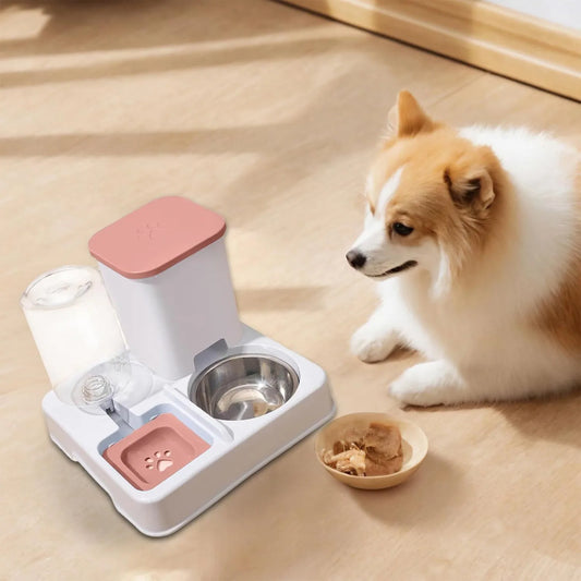 2-in-1 Automatic Pet Feeder & Water Dispenser – Large Capacity Food and Water Bowl for Cats and Dogs
