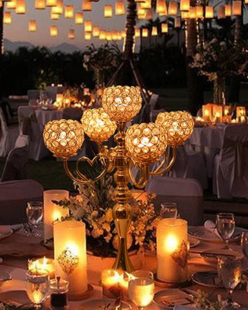 20Sets Acrylic Candelabras Centerpieces for Wedding 38.5inch Clear 8 Arm Candlesticks Holder for Event Fit LED Candles