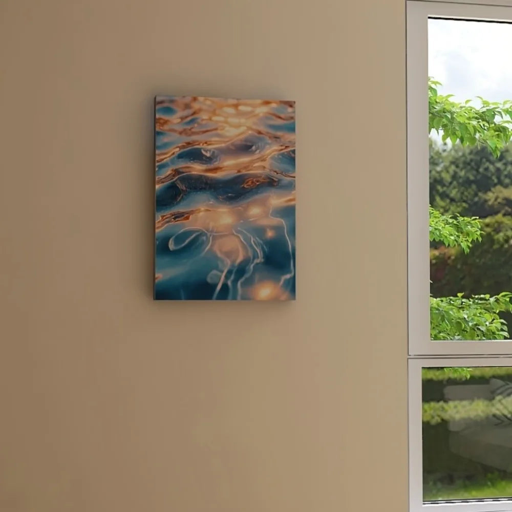Sunlight reflects off the water on canvas prints,pine wrapped frames,landscape-themed wall art, suitable for interior decoration