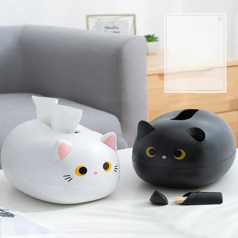 Kawaii Cat Tissue Box Living room Napkin Storage Box Kitchen Paper Container