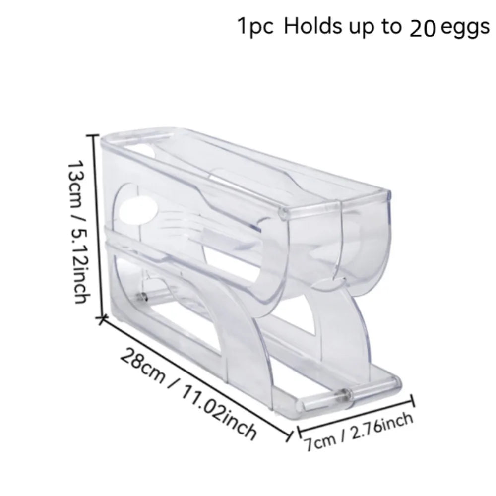 Automatic Egg Dispenser Rolling Egg Tray Organizer, Space Saving Refrigerator Egg Roller,Holds 20/30 Eggs Simultaneously