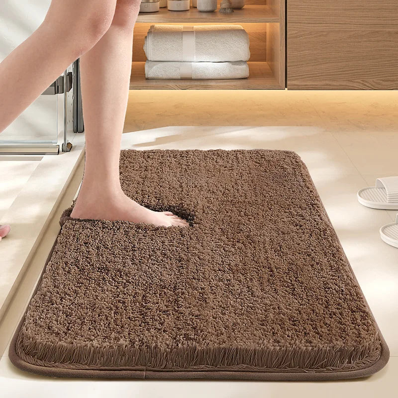 Bathroom absorbent carpet floor mat solid color bathroom antibacterial foot mat non slip mat at the toilet door machine washable