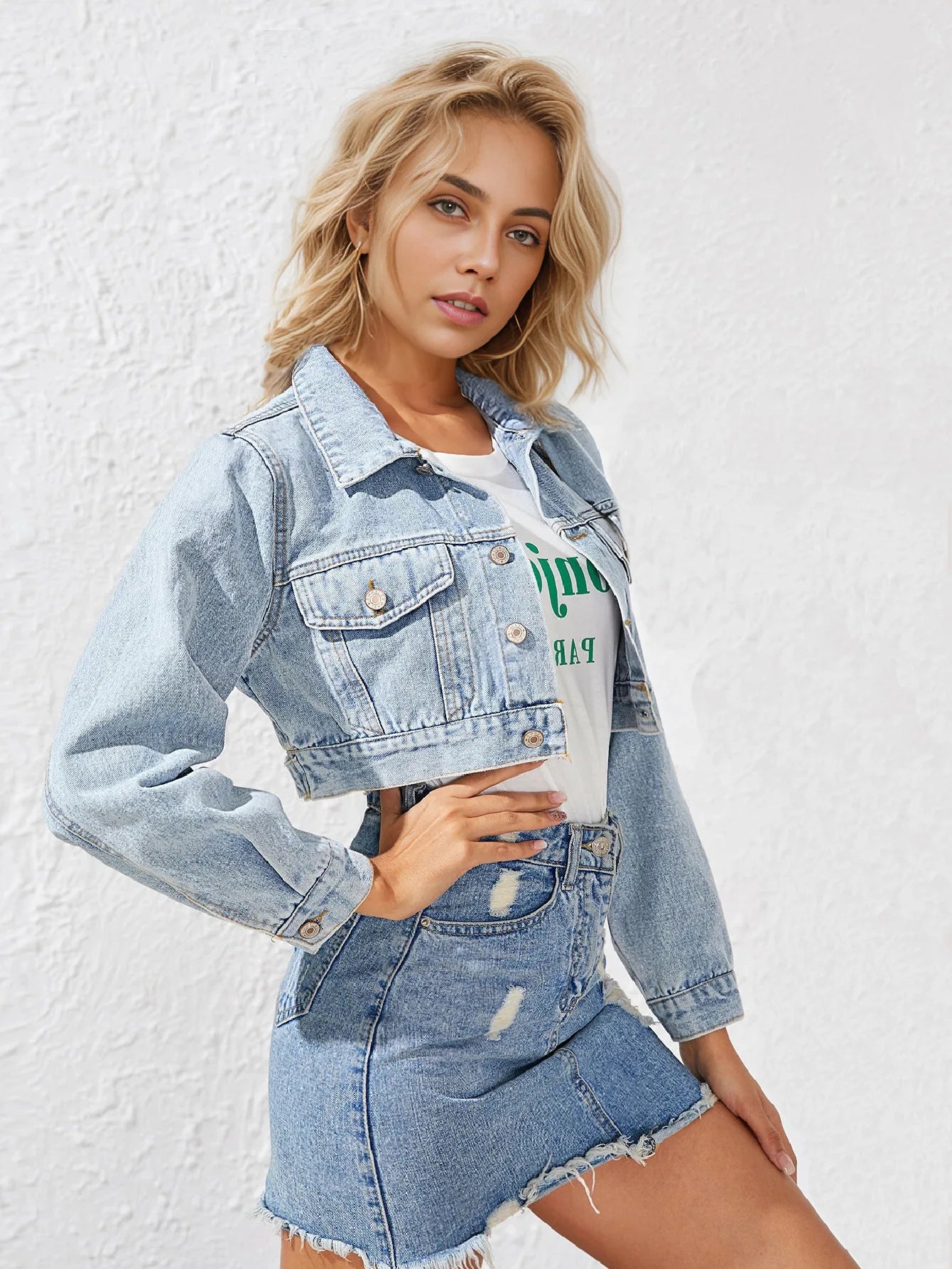 Women's Fashion Lapel Short Denim Coat Spring Summer New Casual Loose Retro Female Versatile Long Sleeve Denim Jacket Tops 2026