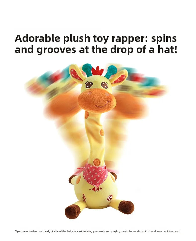 Cute Dancing Talking Giraffe Toy Repeating What You Say with 10 Songs Adjustable Volume Swaying Dancing Giraffe Musical Glowing