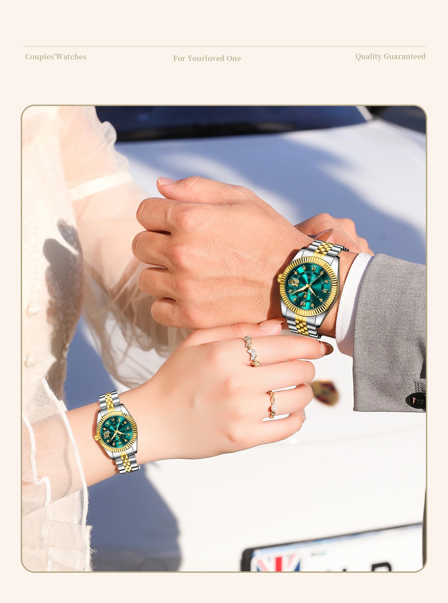 POEDAGAR Top Luxury Couple's Watches Luminous Date Classic Watches For Couple Quartz Stainless Steel Couple Watch Lovers Set+Box