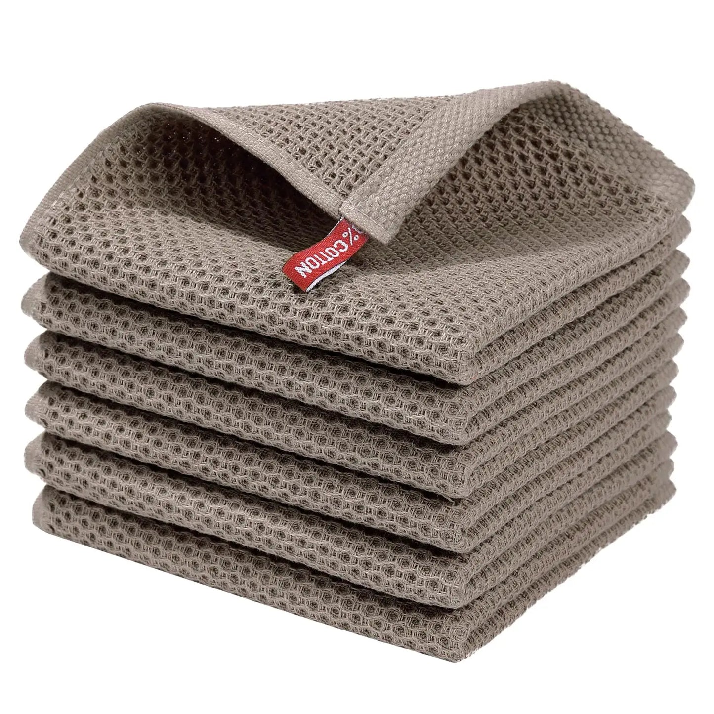 6 Pack 100% Cotton Waffle Weave Kitchen Dish Cloths