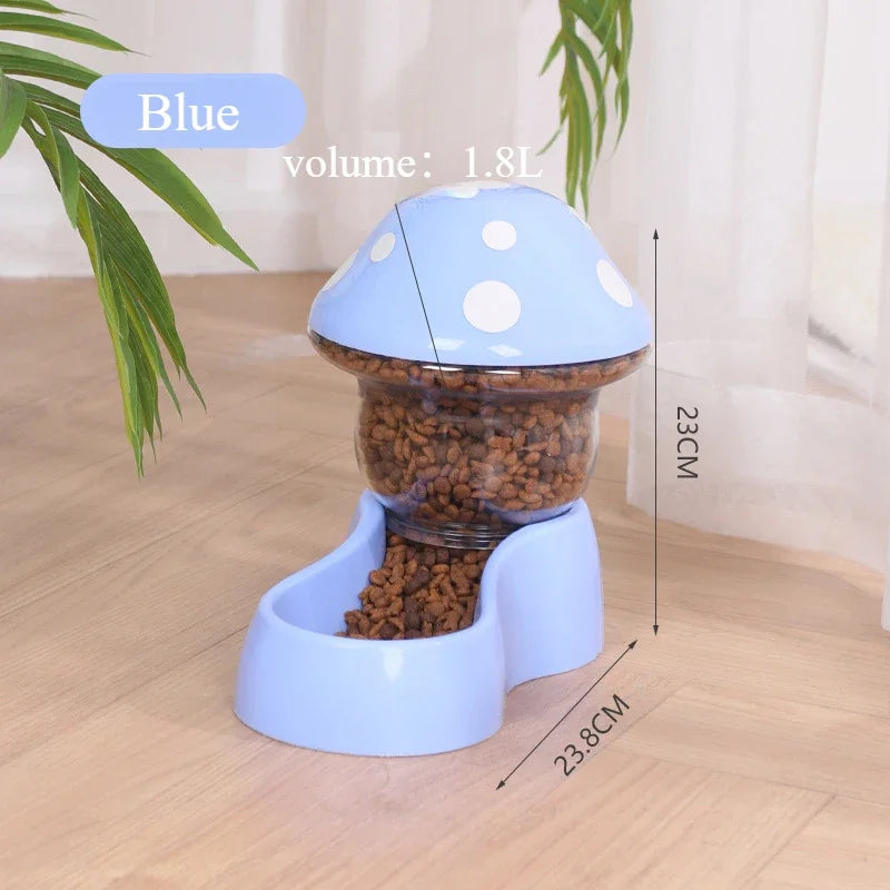 Cute Mushroom Automatic Cat Feeder & Water Dispenser – Large Capacity Food & Water Bowl
