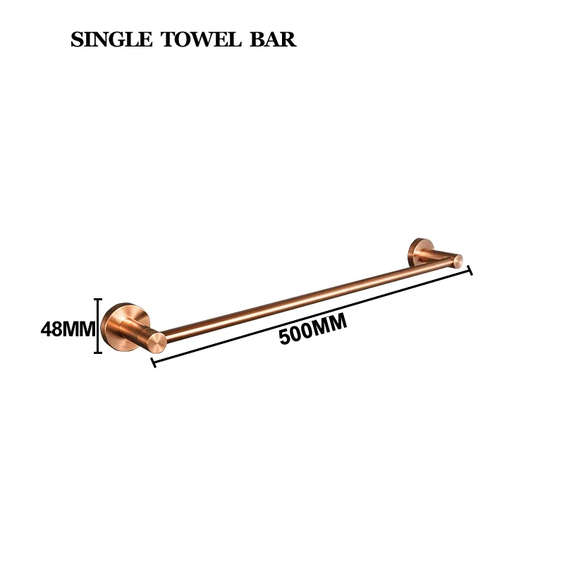 Brushed Rose Gold Towel Rack Single And Double Rod Ring Paper Holder Robe Hook Soap Dispenser Toilet Brush Bathroom Accessories