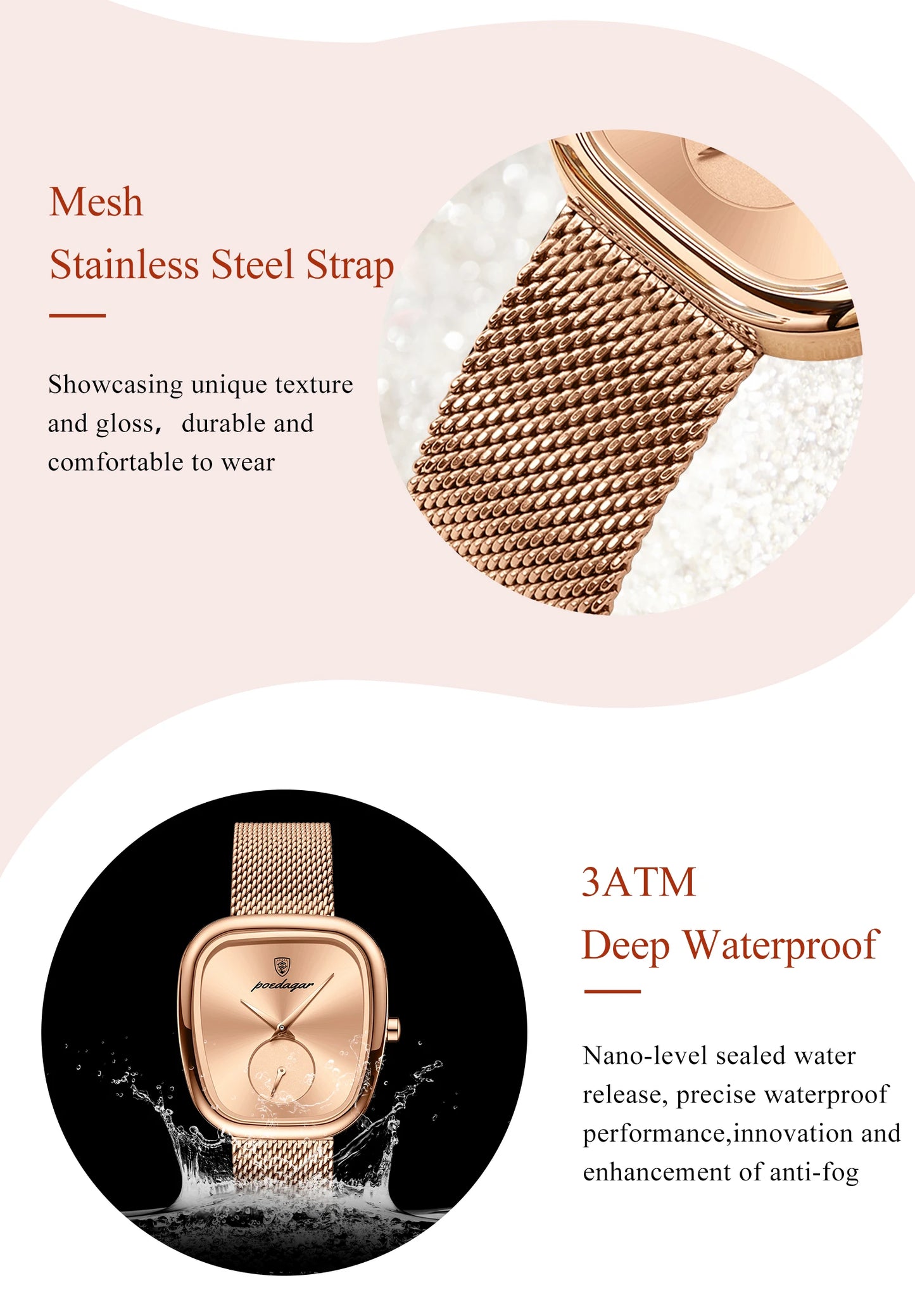 POEDAGAR Top Elegant Fashion Woman Wristwatch Waterproof Stainless Steel Ladies Watch Luxury Women's Quartz Watches Female Reloj