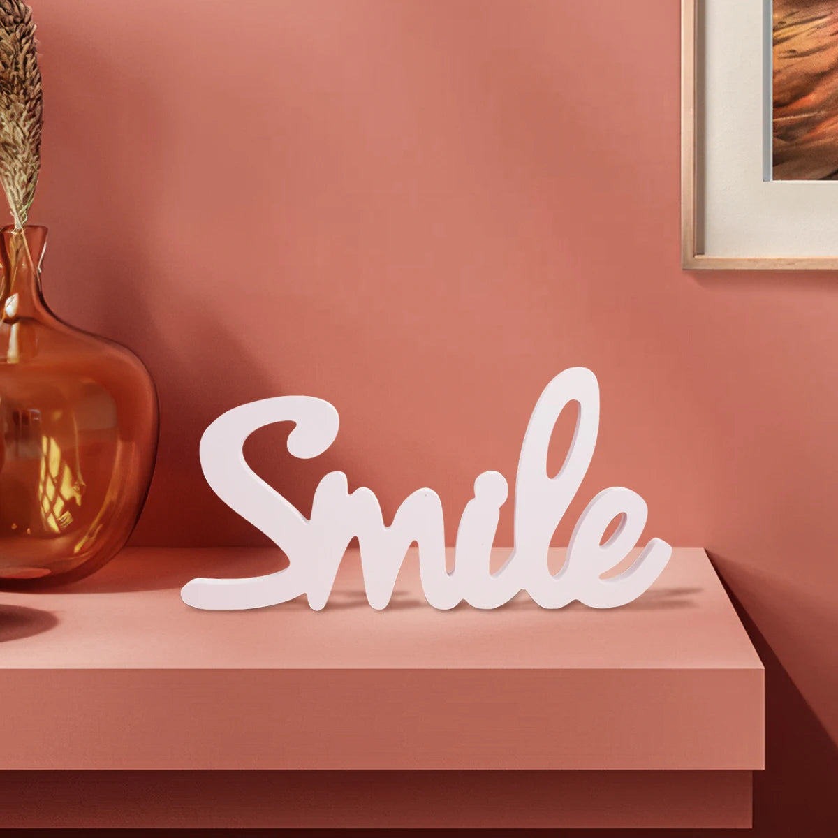 1 Sheaf sheet material SMILE letter decoration, suitable for holidays, anniversaries, wedding table decoration, warm home decora
