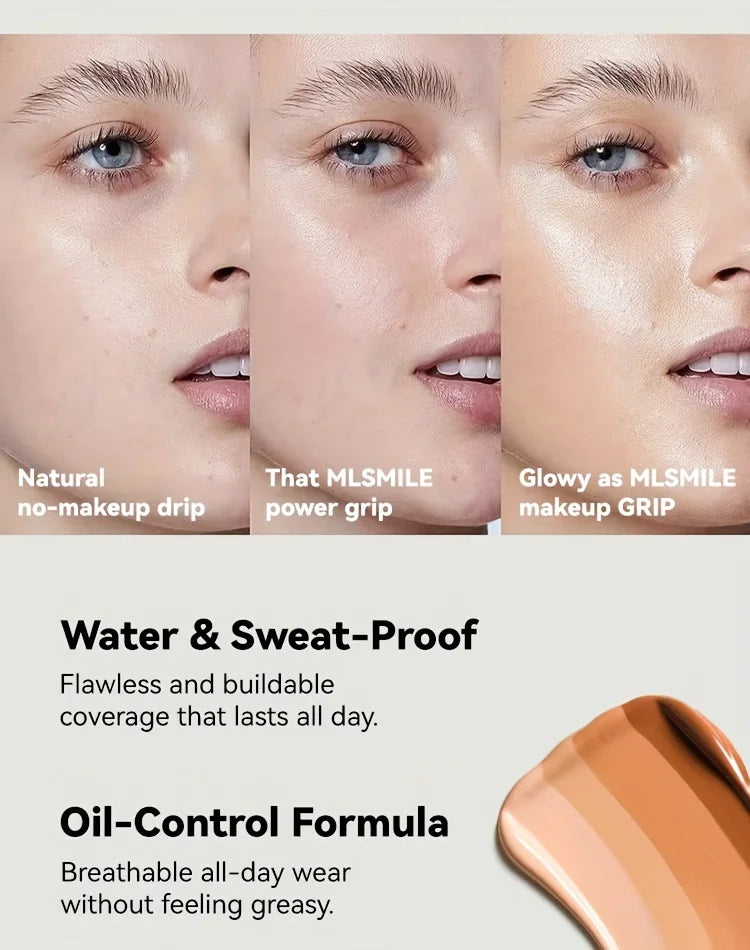 2-In-1 Oil Control Liquid Foundation & Concealer Full Coverage Long Lasting Waterproof Hydrating Brightening Base Makeup