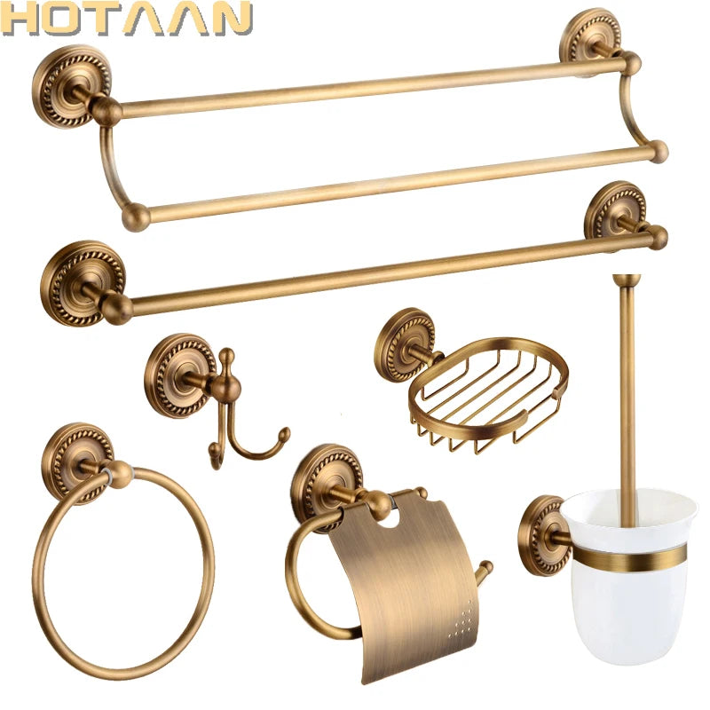 Solid Brass Bathroom Accessories Set,Robe hook,Paper Holder,Towel Bar,Soap Basket,Bathroom Fitting Sets