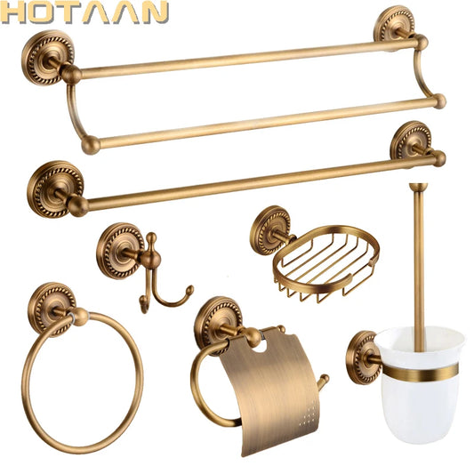 Solid Brass Bathroom Accessories Set,Robe hook,Paper Holder,Towel Bar,Soap Basket,Bathroom Fitting Sets