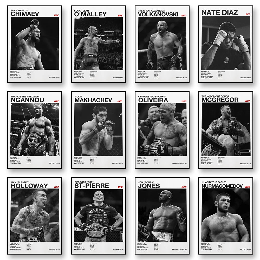 MMA Boxing Fighting Star Canvas Wall Art Print Poster