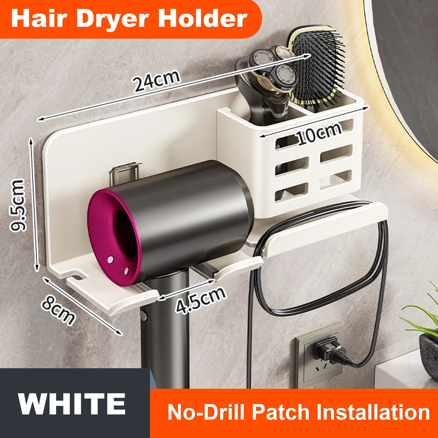 Hair Dryer Holder Wall Dryer Cradle Straightener Stand Hairdryer Organiser Box Toilet Blower Holder Shelf Bathroom Accessories