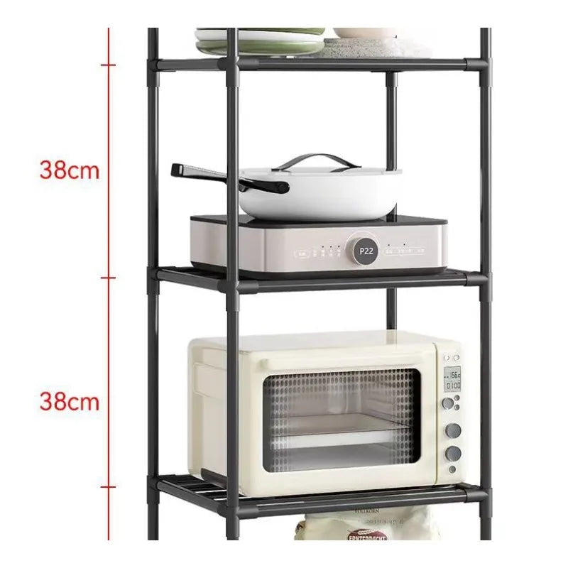 Kitchen Storage Rack Multilayer No Drill Rolling Shelf for Pots Microwave Oven Vegetables Organiser