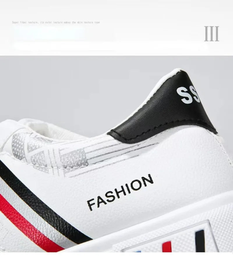 Men's White Casual Trainer Shoes, Outdoor Sport Shoes