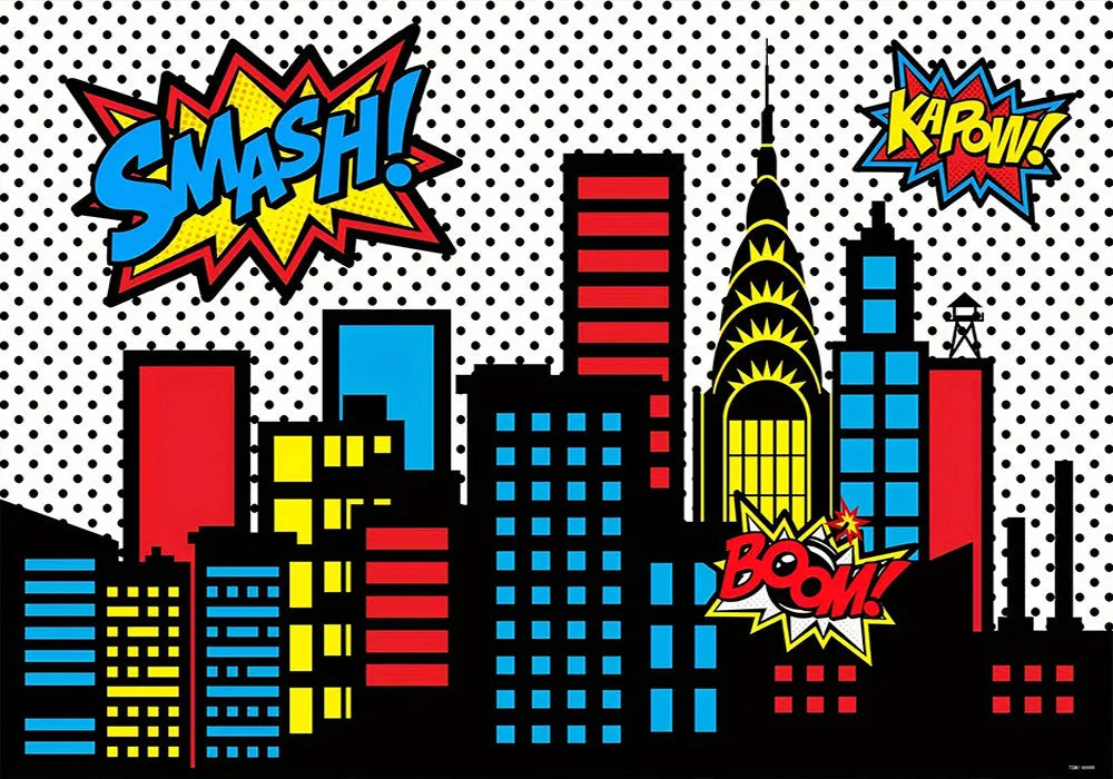 Superhero City Photo Background Children Baby Boy Birthday Party Photography Backdrop Wall Cake Table Decoration Banner