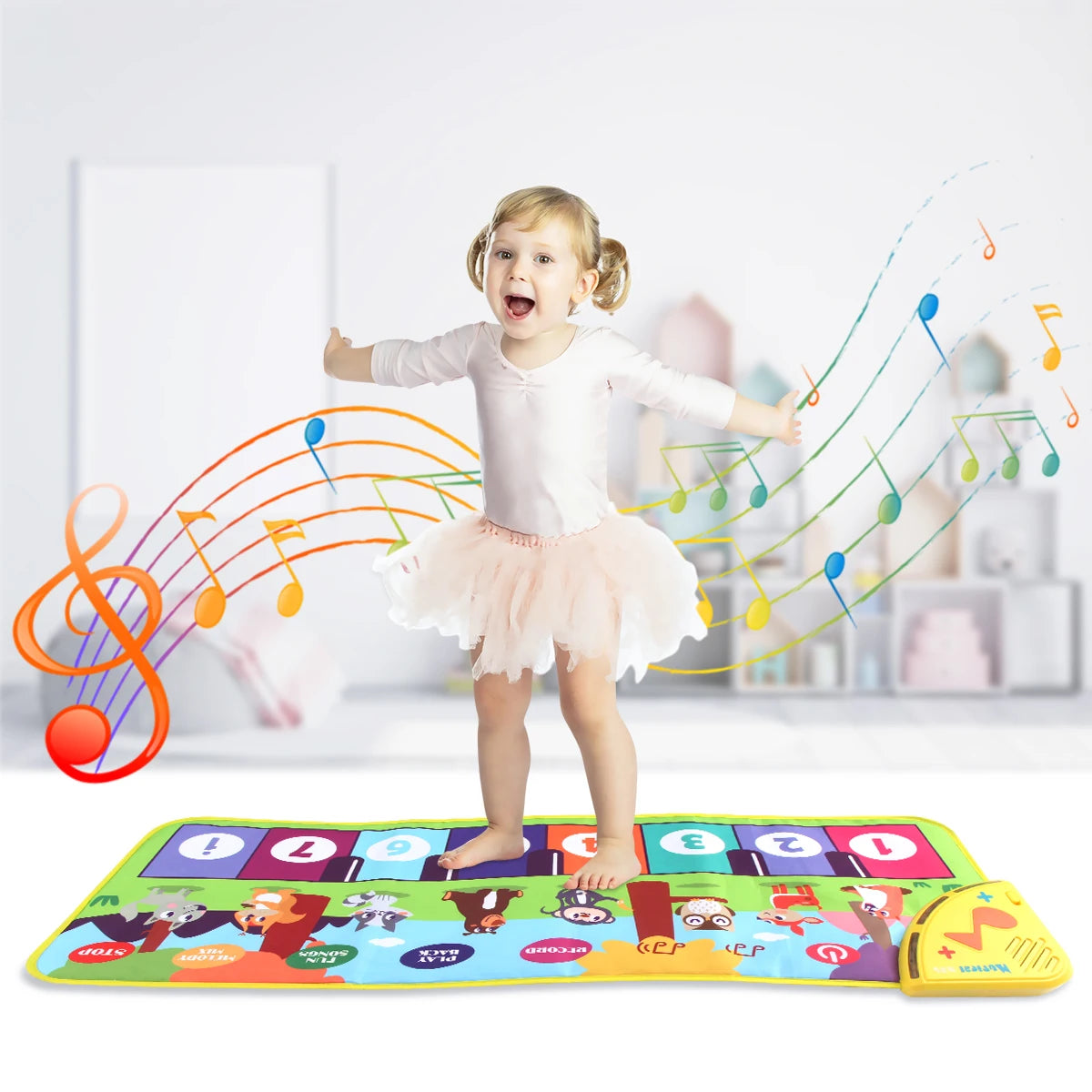 80x30cm Kids Music Piano Mat keyboard Dance Mat Toddler Floor Baby with 8 Animals Sounds Baby Mat Educational Toys for Kid Gifts
