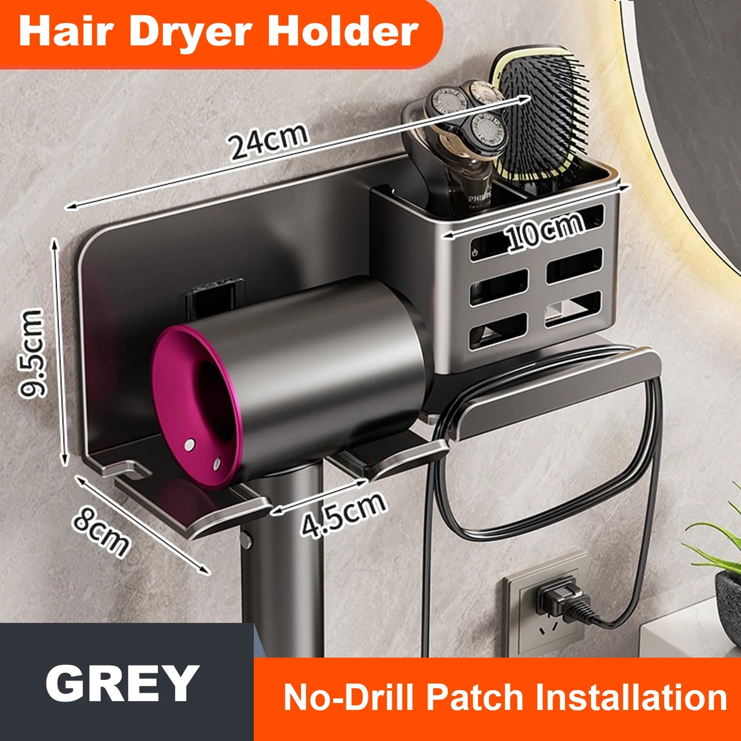 Hair Dryer Holder Wall Dryer Cradle Straightener Stand Hairdryer Organiser Box Toilet Blower Holder Shelf Bathroom Accessories