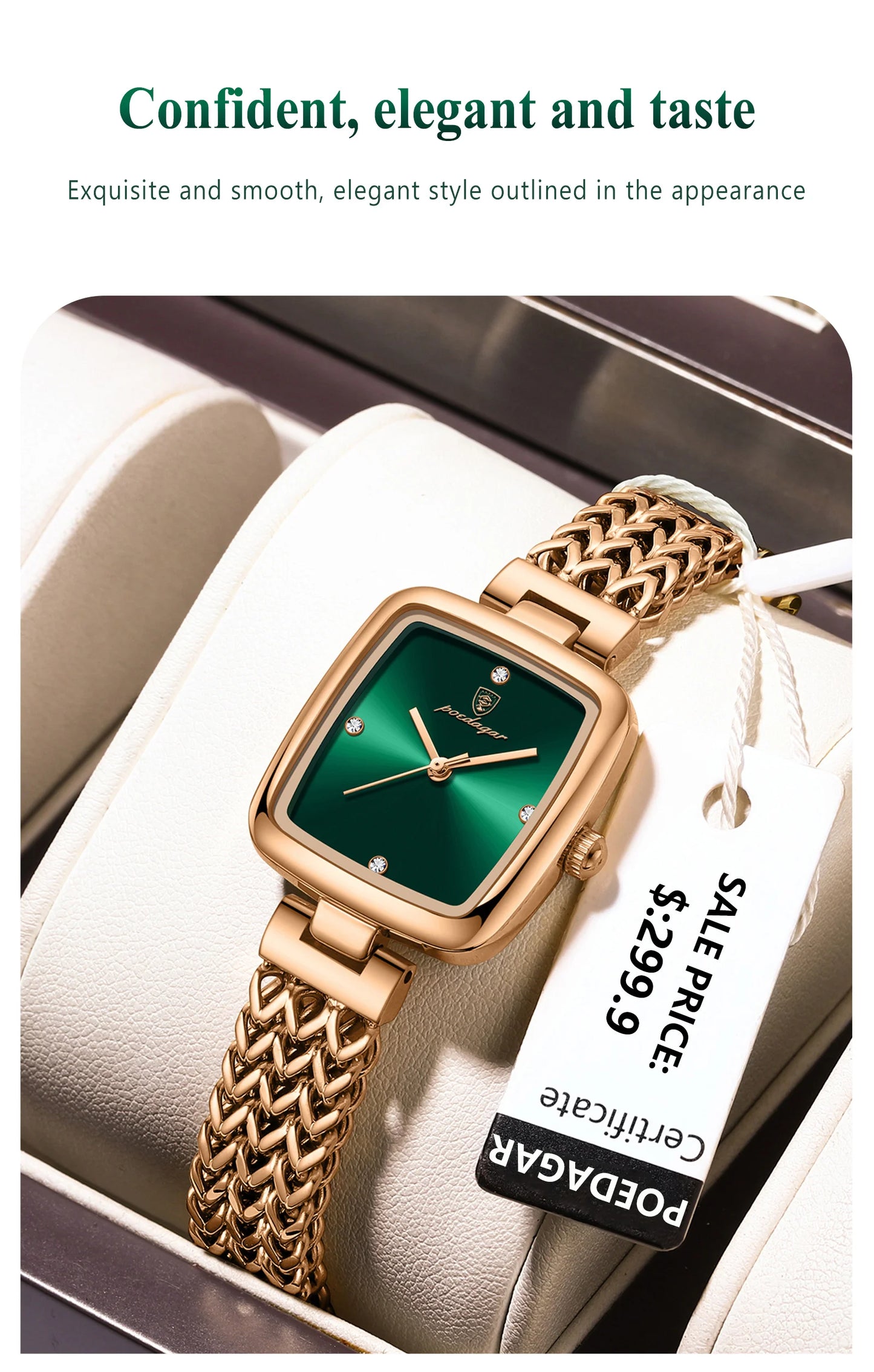 POEDAGAR Luxury Square Watch for Woman Waterproof Stainless Steel Women Quartz Watches Female Elegant Dress Simple Ladies Watch
