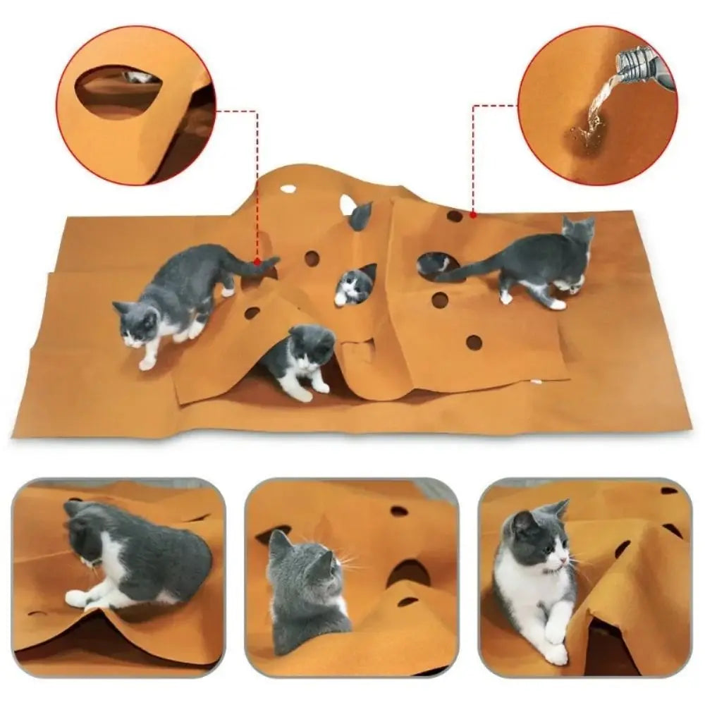 Creative Bite-resistant Cat Play Mat Anti-scratch Breathable Pet Toys Pad Felt Cloth Cat Scratching Pad Training Activit