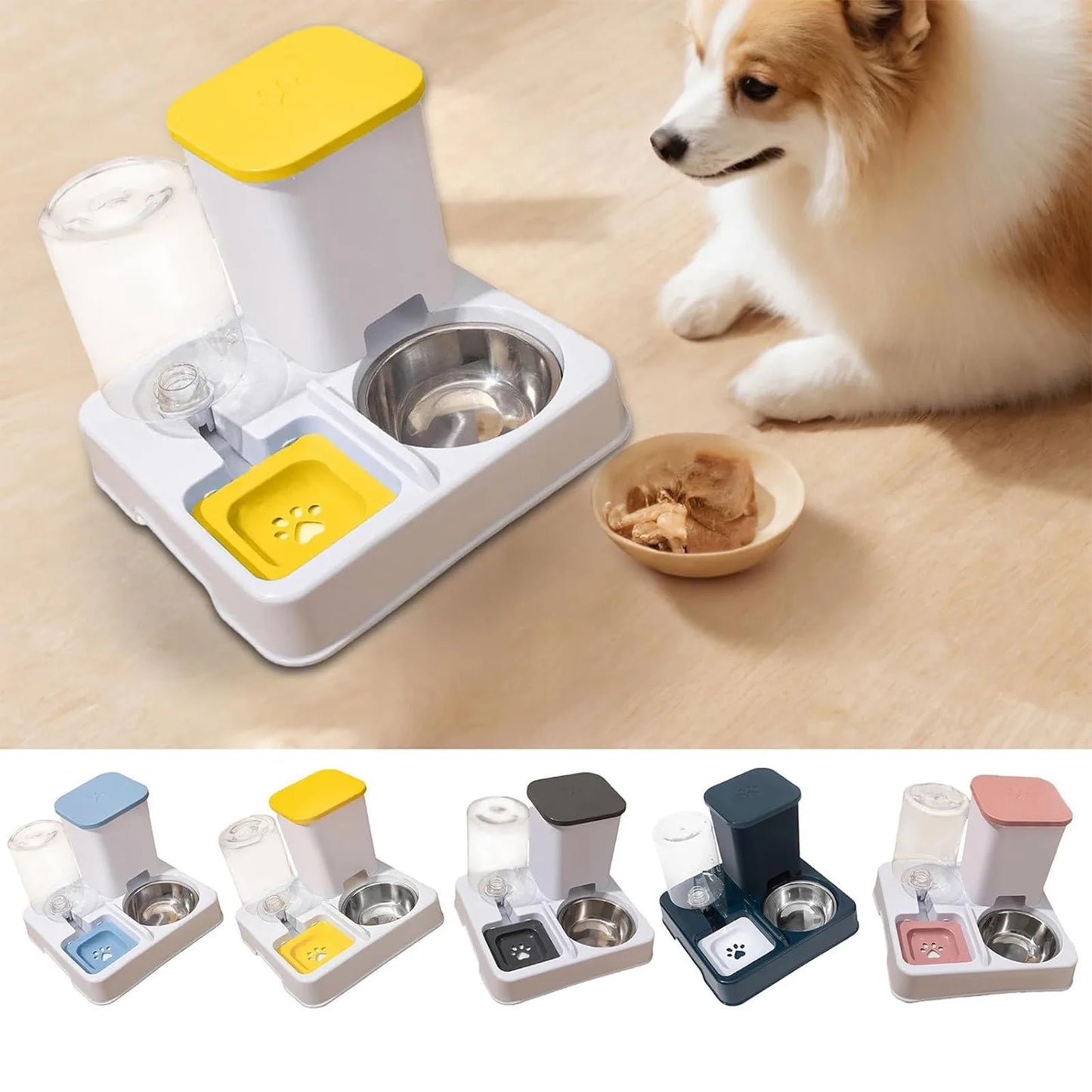 2-in-1 Automatic Pet Feeder & Water Dispenser – Large Capacity Food and Water Bowl for Cats and Dogs