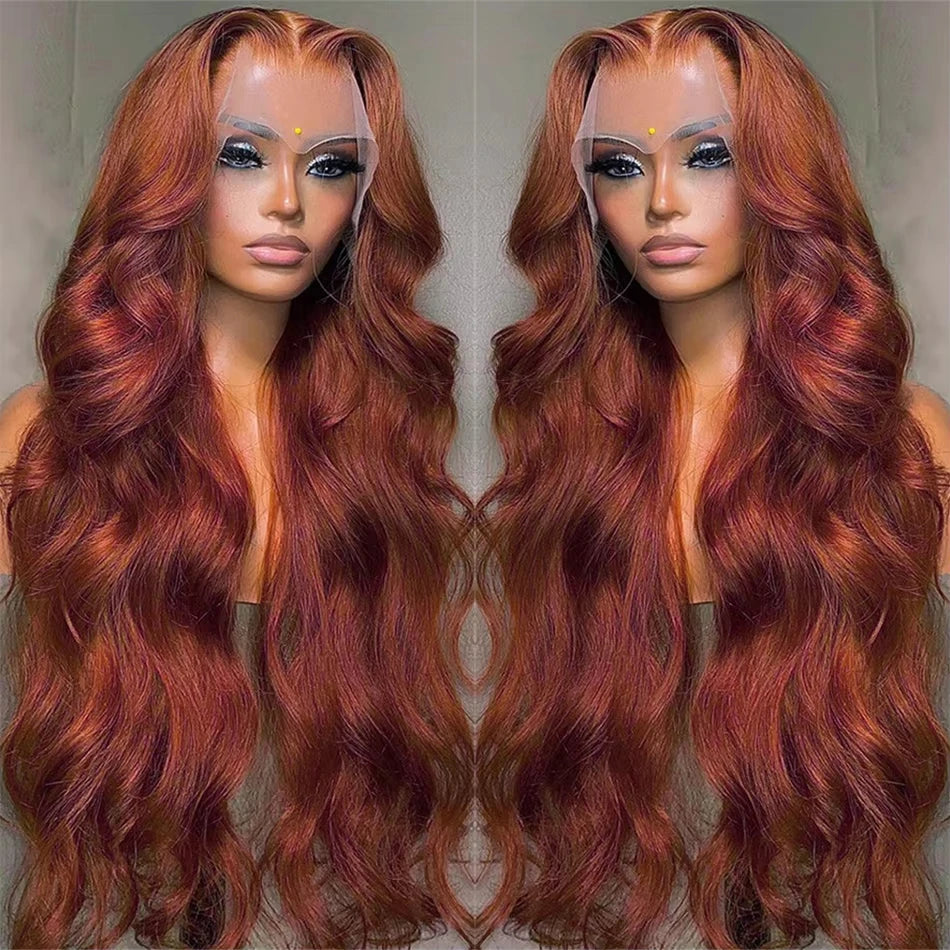 250 Density Reddish Brown 13x6 HD Lace Frontal Wig 30 36 40 Inch Colored 13x4 Body Wave Colored Lace Front Remy Human Hair Wig