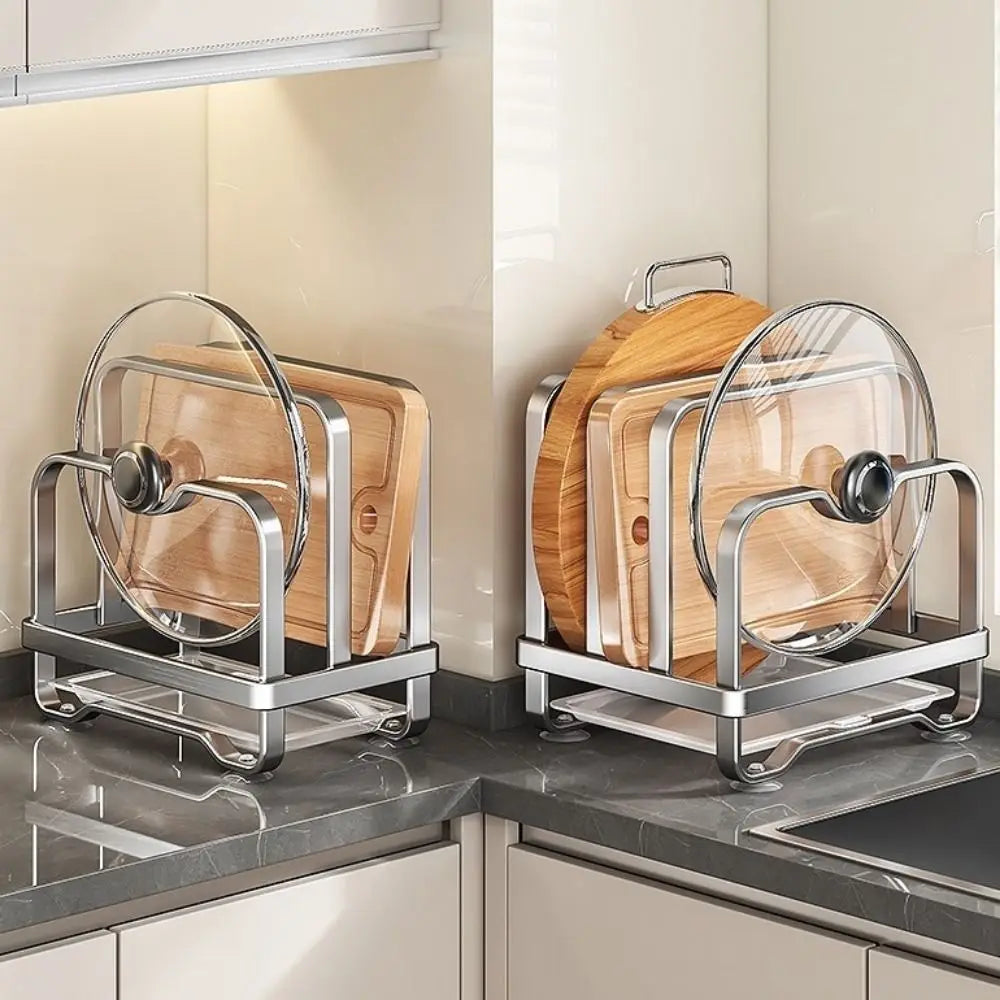 Vertical Cutting Board Holder Rustproof Anti-slip Pot Lid Storage Rack Moisture-proof Space Saving Chopping Board Organiser