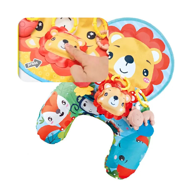 Montessori High Contrast Sensory Toys Baby Pillow Tummy Time Toy Newborn Head-up Training Pillow Teether Rattles 0 -6- 12 Months