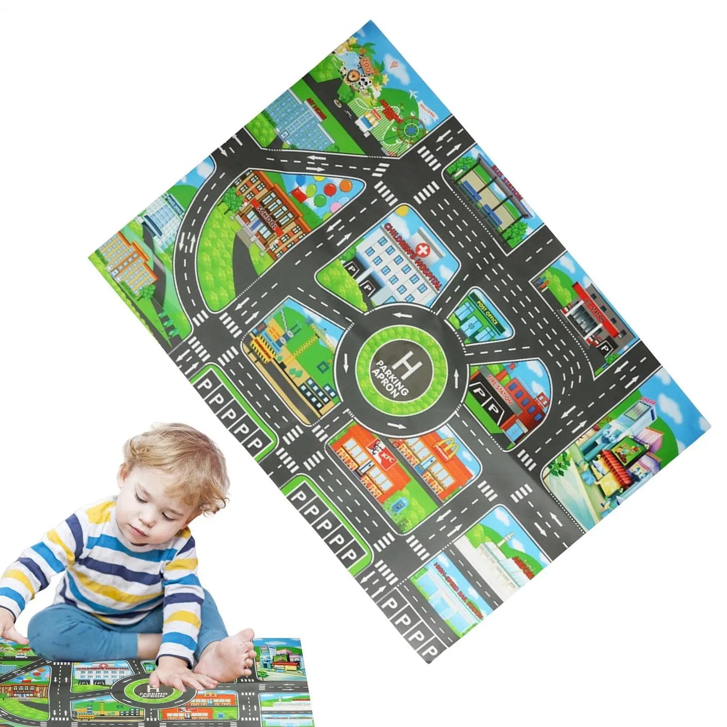 Waterproof Baby Play Road Mat City Traffic Map Montessori Educational Toys for Kids Crawling Playmat Portable Plastic Carpet