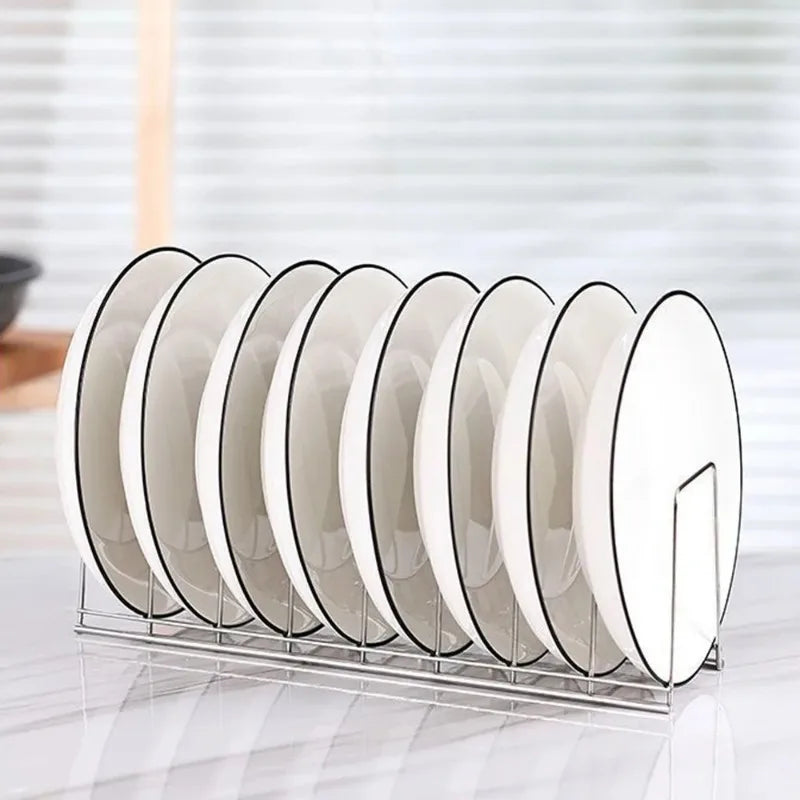Stainless Steel Dish Storage Rack Desktop Drain Rack Household Bowl Rack Plate Rack Save Space Kitchen Dish Organiser