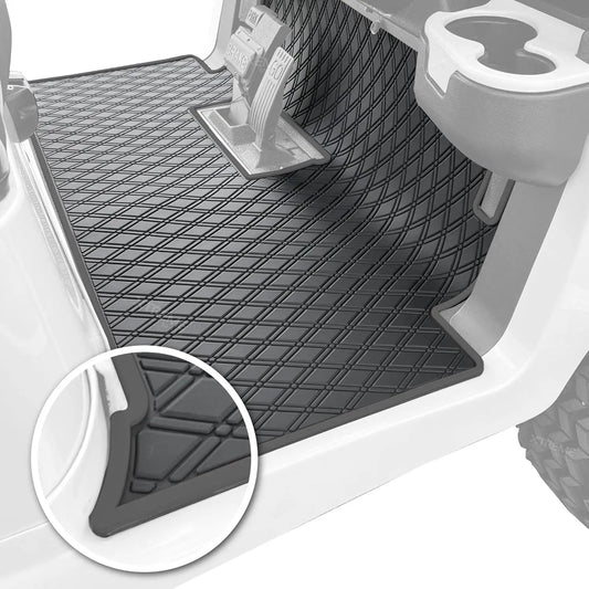 Club Car Compatible Golf Cart Mat, Full Coverage Rubber Floor Liner -(2004-2024+)/Onward & Tempo (2017-2024+) - All Black