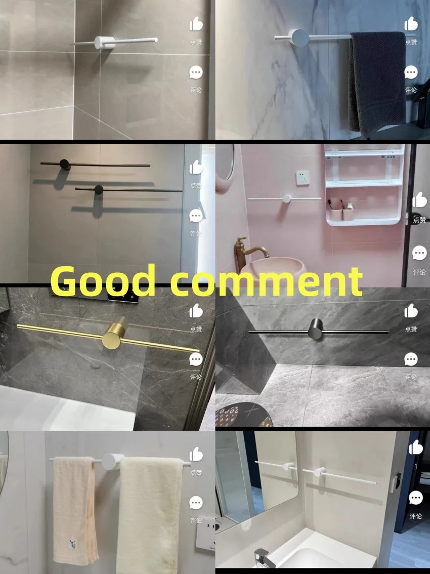 Bathroom Towel Rack Brass Wall-mounted Toilet Space White Bar Storage Rail Shelf Bathroom Hardware Set Accessories Hanger