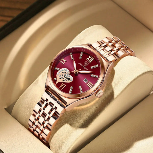 POEDAGAR Luxury Watches For Women Waterproof Luminous Date Stainless Steel Woman Watch Elegant Fashion Quartz Ladies Wristwatch
